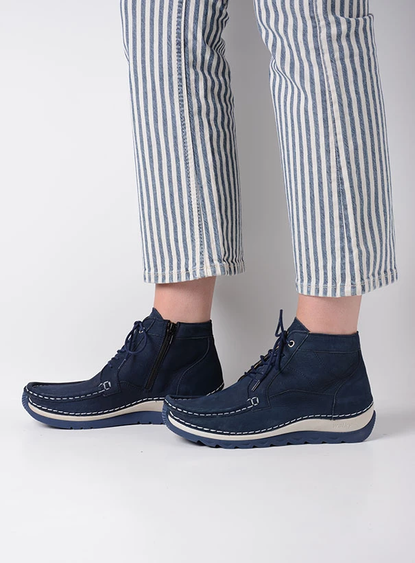 wolky high lace up shoes 04901 salado 10820 denim nubuck detail