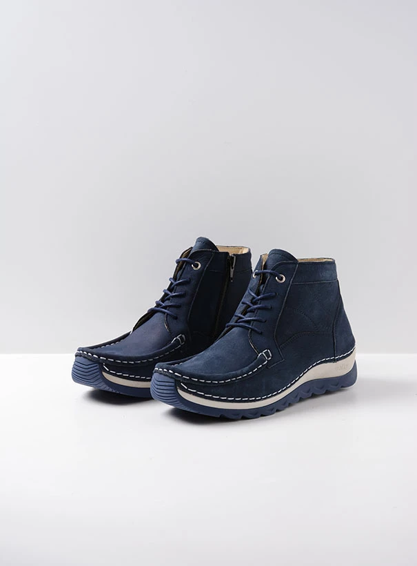 wolky high lace up shoes 04901 salado 10820 denim nubuck front
