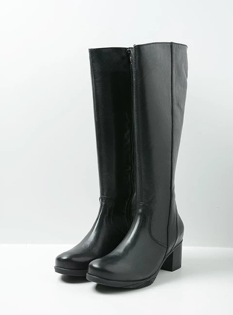 wolky long boots 05052 sharon 20000 black leather front