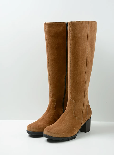 wolky long boots 05052 sharon 45430 cognac suede front