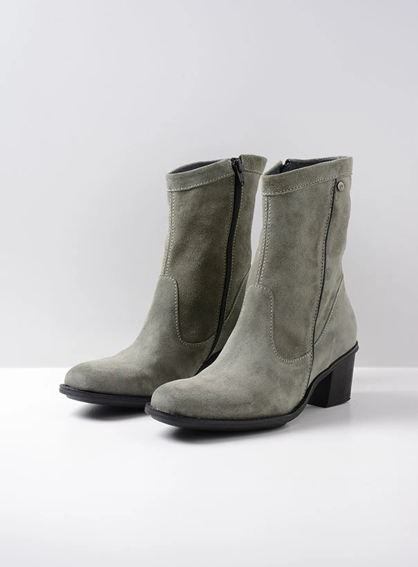wolky mid calf boots 05056 mallow 40215 castor grey suede front