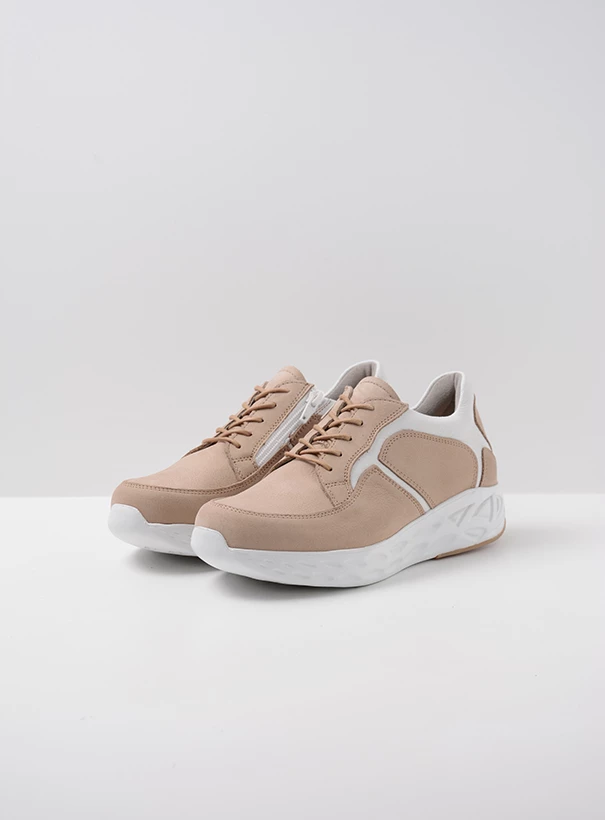 wolky low lace up shoes 05700 bounce 11390 beige white nubuck front