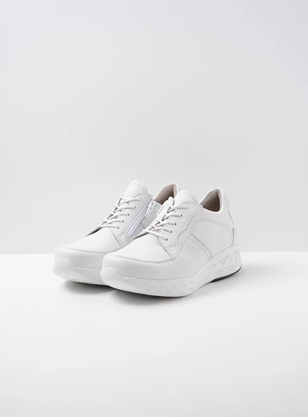 wolky low lace up shoes 05700 bounce 24100 white leather front