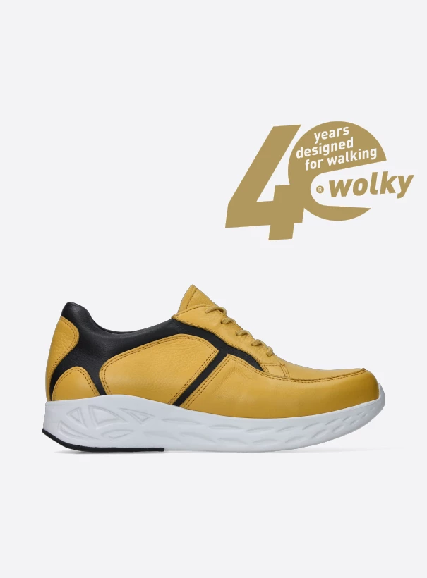 wolky low lace up shoes 05700 bounce 24900 yellow black leather