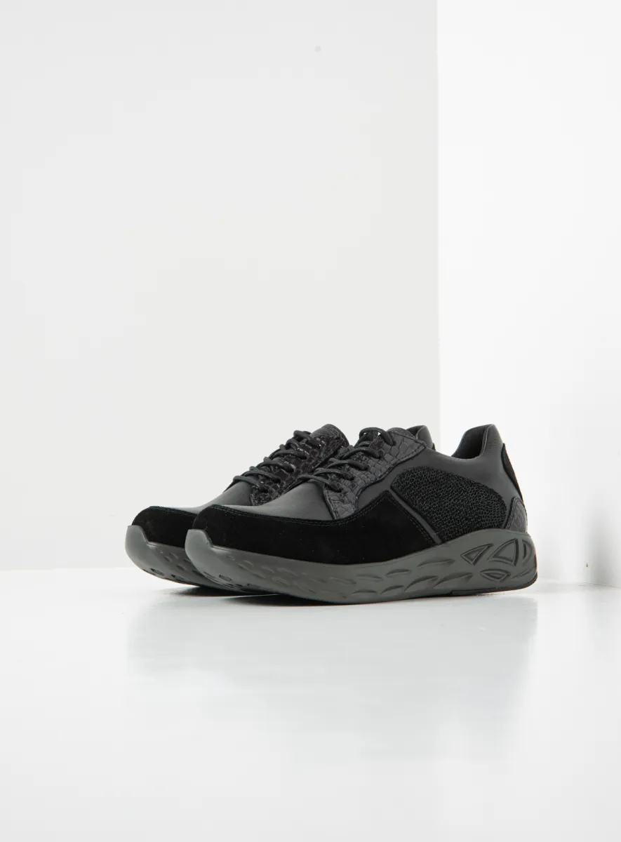 Wolky Bounce - black combi leather Trainers for women