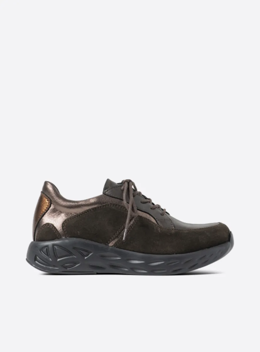 Wolky Bounce - brown combi stretch leather Trainers for women
