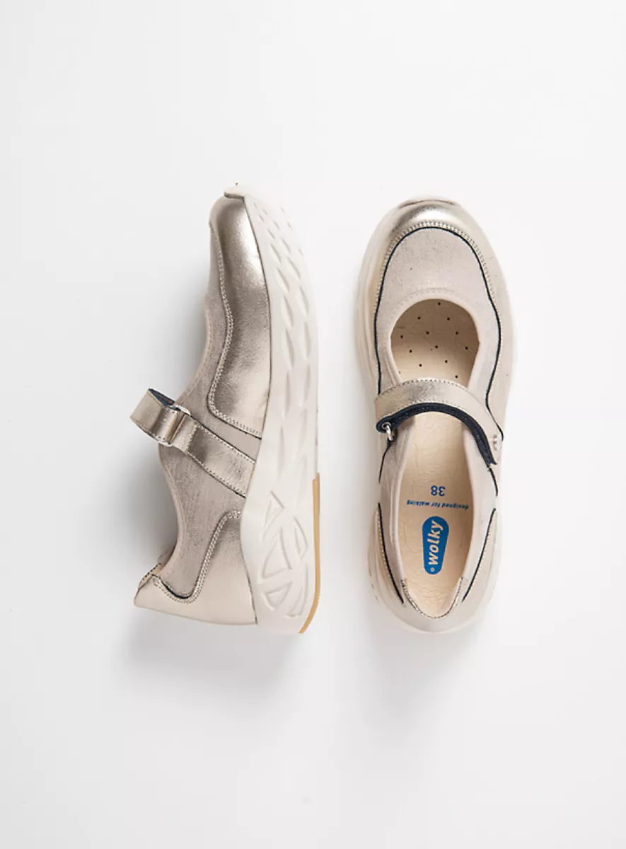 Wolky Comfort shoes 05705 Spring S2F 90144 champagne combi leather