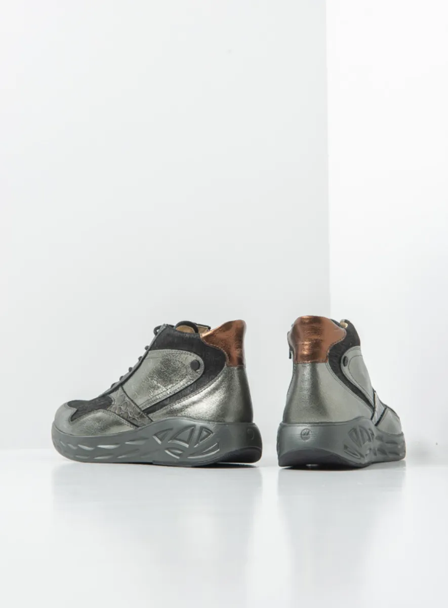 Wolky Zest S2F - mercury grey combi stretch leather Lace up boots for women