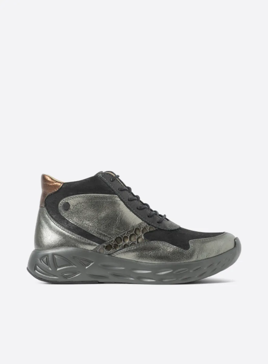Wolky Zest S2F - mercury grey combi stretch leather Lace up boots for women