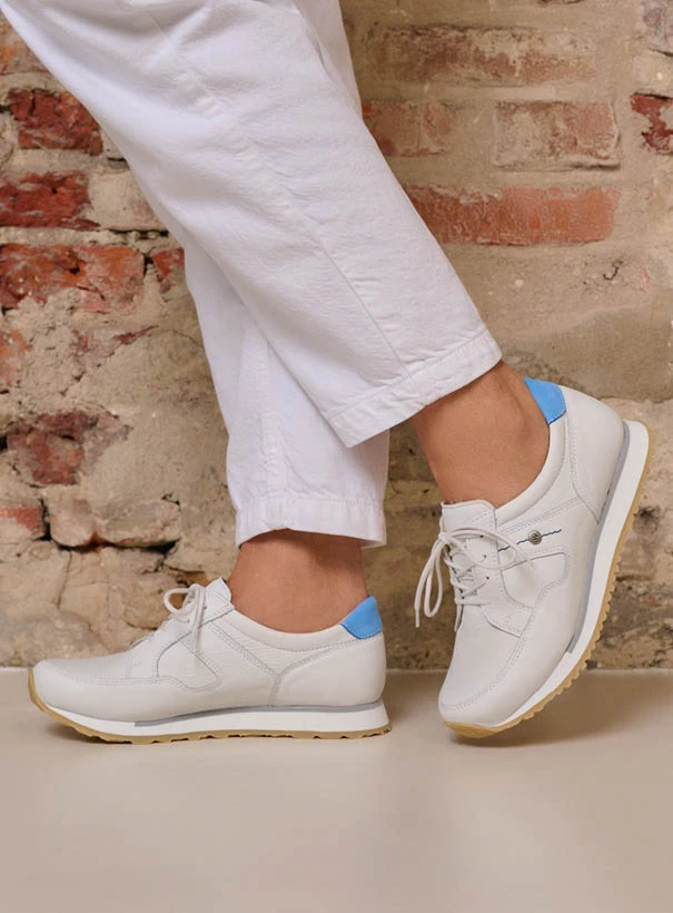 wolky low lace up shoes 05804 e walk 21185 white blue leather detail