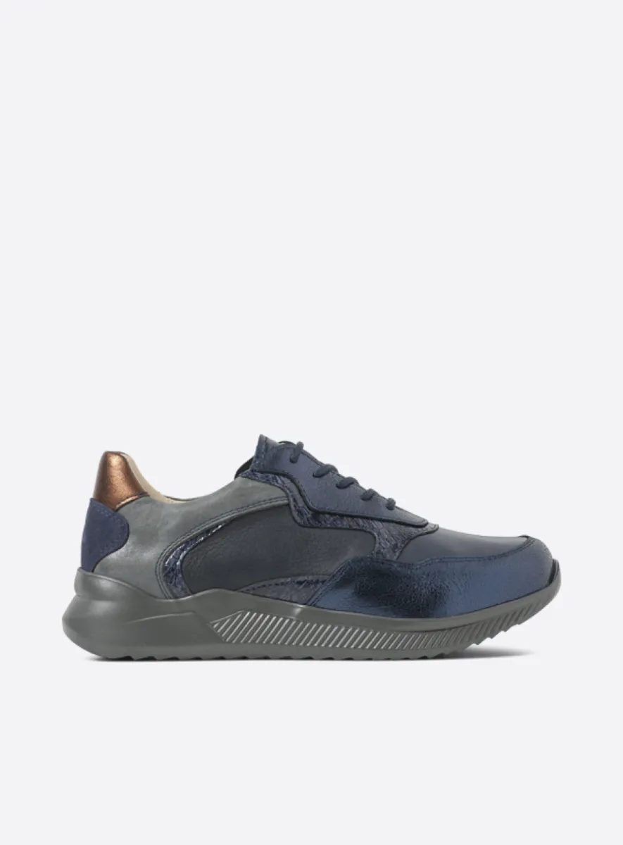 Wolky Trainers 05825 e-Way S2F 23800 navy metallic combi stretch leather
