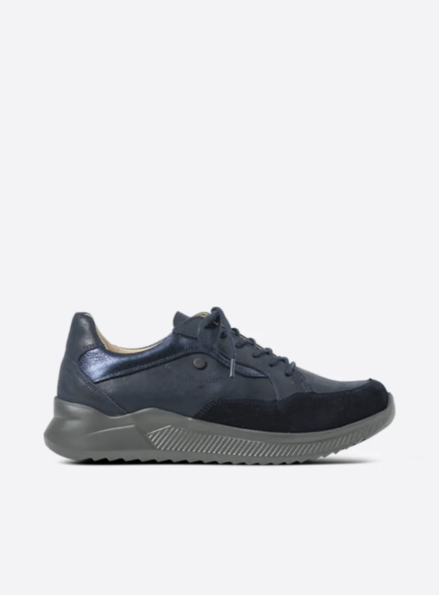 Wolky e-Move - navy combi leather Arch support shoes for women