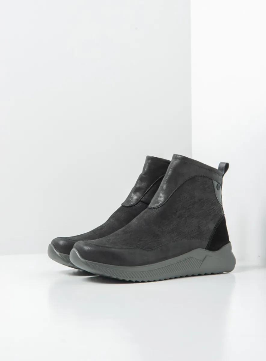 Wolky e-Stride S2F - black effect leather Ankle boots for women