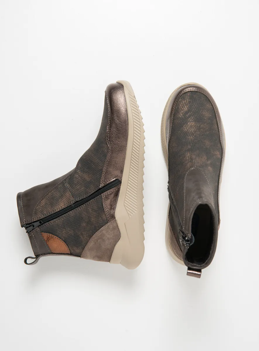 Wolky e-Stride S2F - lead effect leather Ankle boots for women