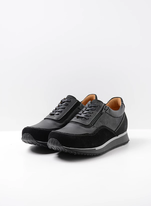 wolky sneakers 05853 e runner 90001 black combi leather front