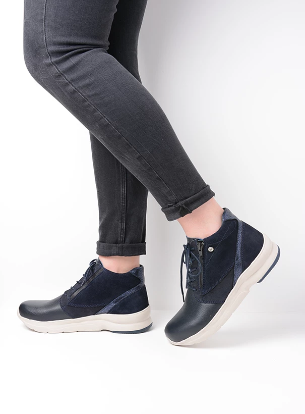 wolky high lace up shoes 05891 glacier 90801 blue combi leather detail