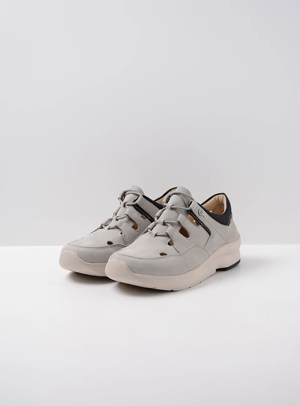 wolky low lace up shoes 05894 galena 11206 light grey nubuck front