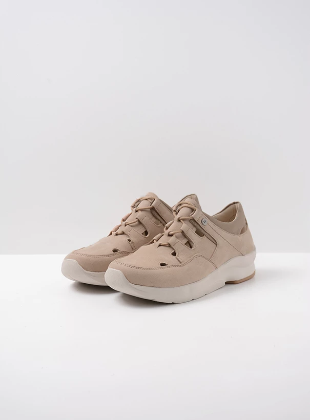 wolky low lace up shoes 05894 galena 11390 beige nubuck front