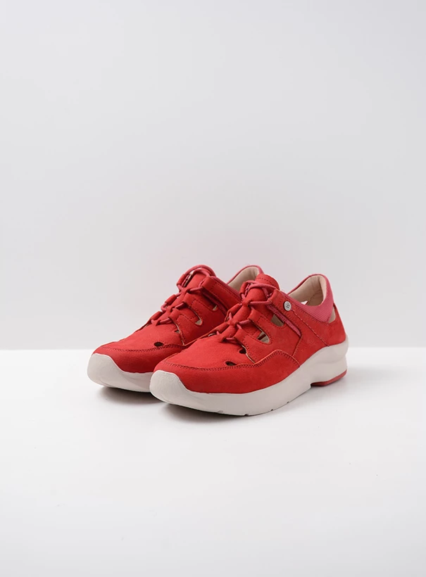 wolky low lace up shoes 05894 galena 11570 red nubuck front