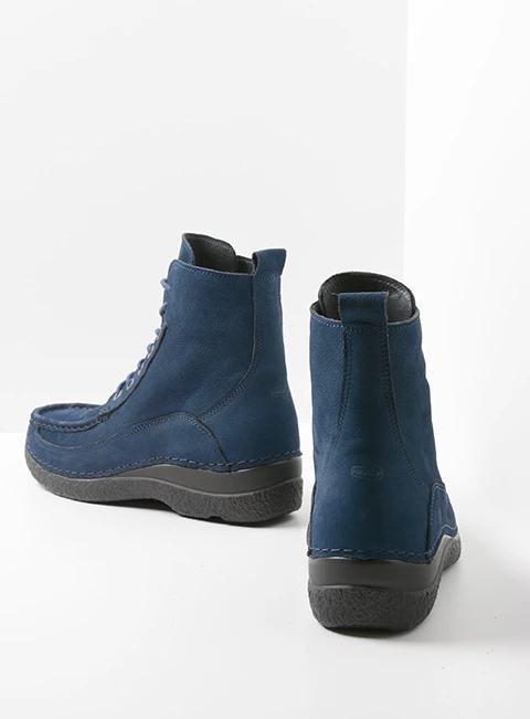 wolky high lace up shoes 06201 roll boot 11820 blue nubuck back