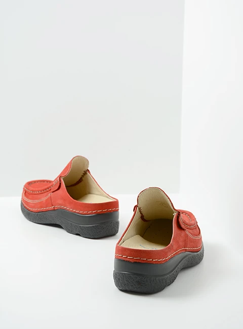 wolky comfort shoes 06202 roll slide 11505 dark red nubuck back