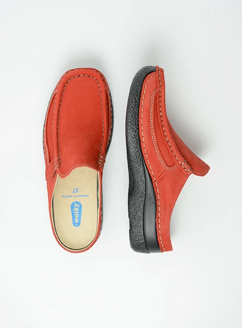 wolky comfort shoes 06202 roll slide 11505 dark red nubuck top