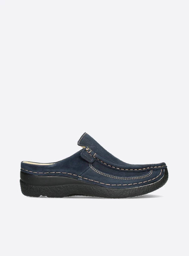 wolky comfort shoes 06202 roll slide 11800 blue nubuck