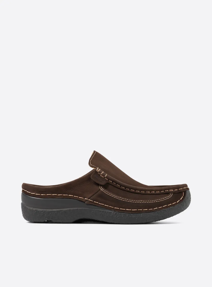 Wolky Roll Slide - brown nubuck Arch support shoes for women