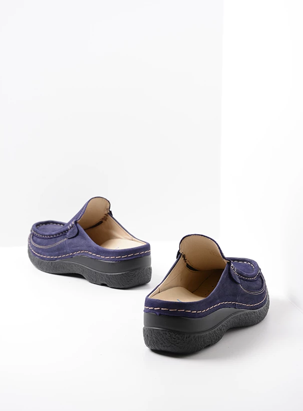 wolky comfort shoes 06202 roll slide 13600 purple nubuck back