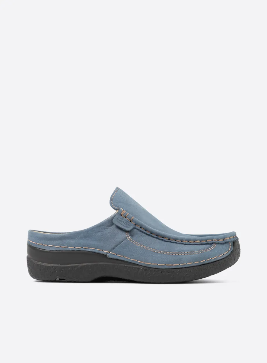 Wolky Roll Slide - jeans nubuck Arch support shoes for women