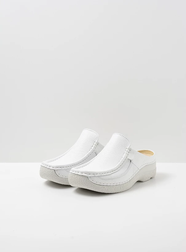 wolky comfort shoes 06202 roll slide 70101 white leather front
