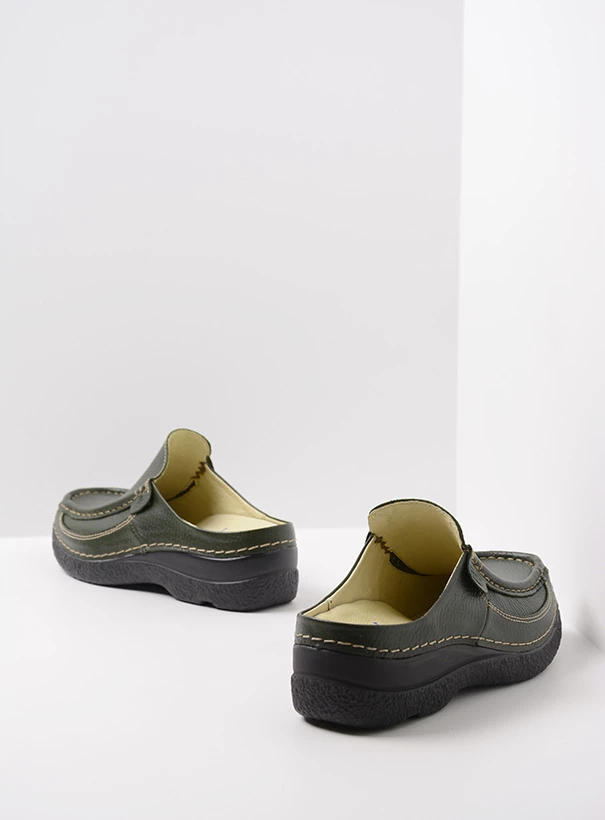 wolky comfort shoes 06202 roll slide 70730 forest green leather back