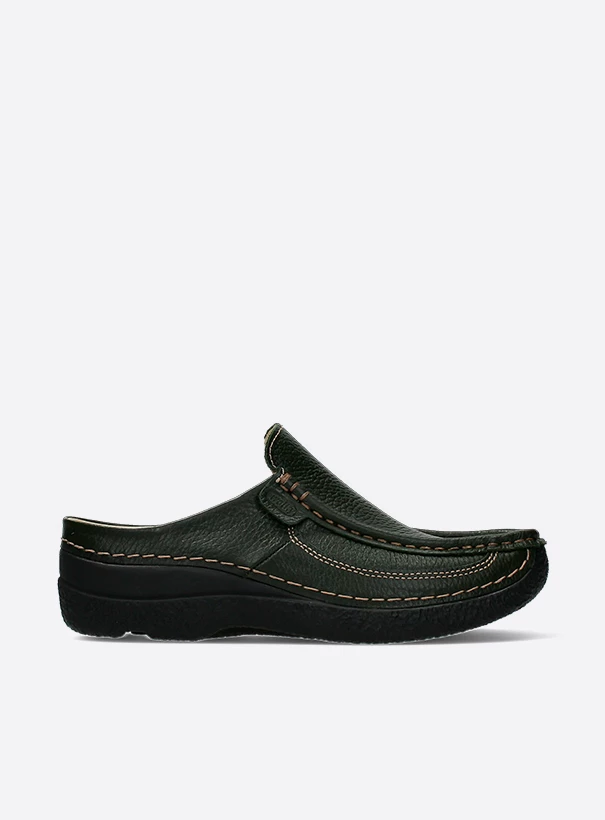 wolky comfort shoes 06202 roll slide 70730 forest green leather