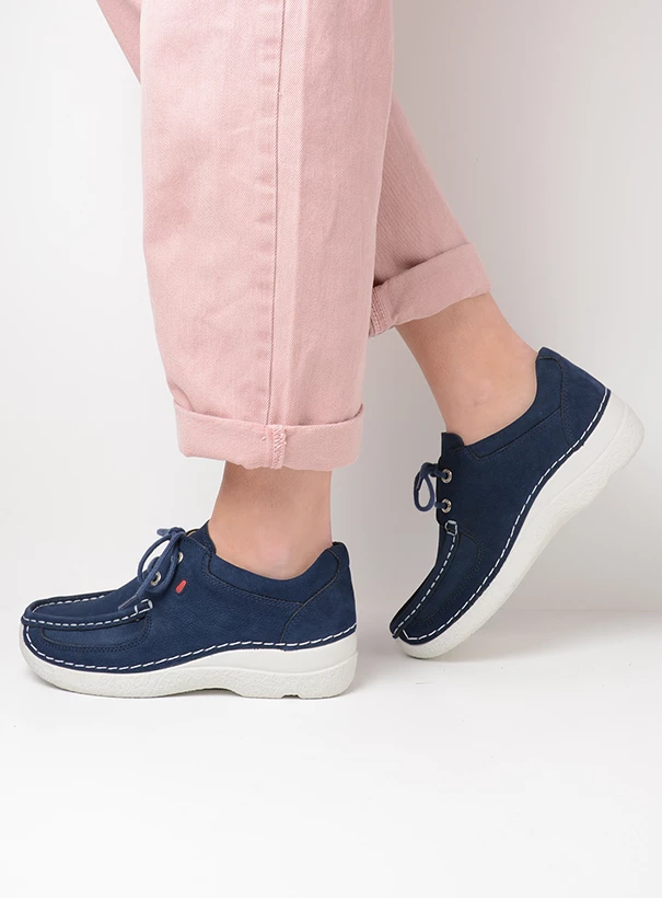 wolky low lace up shoes 06216 roll shoe 11820 denim nubuck detail