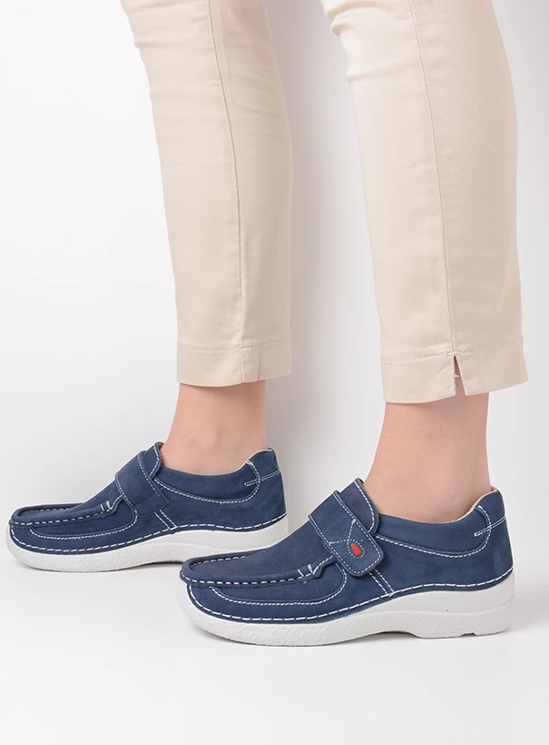 wolky comfort shoes 06221 roll strap 11820 denim nubuck detail
