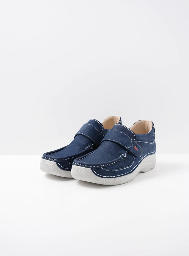 wolky comfort shoes 06221 roll strap 11820 denim nubuck front