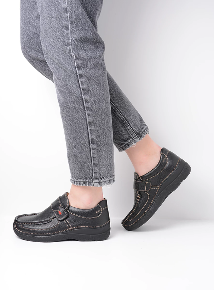Wolky Slipons 06221 Roll Strap 70000 black printed leather