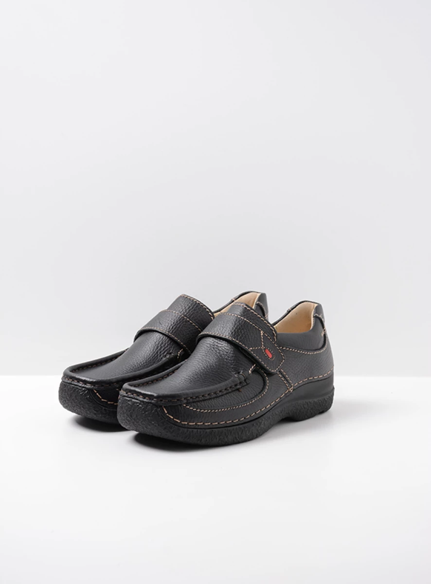 Wolky Slipons 06221 Roll Strap 70000 black printed leather