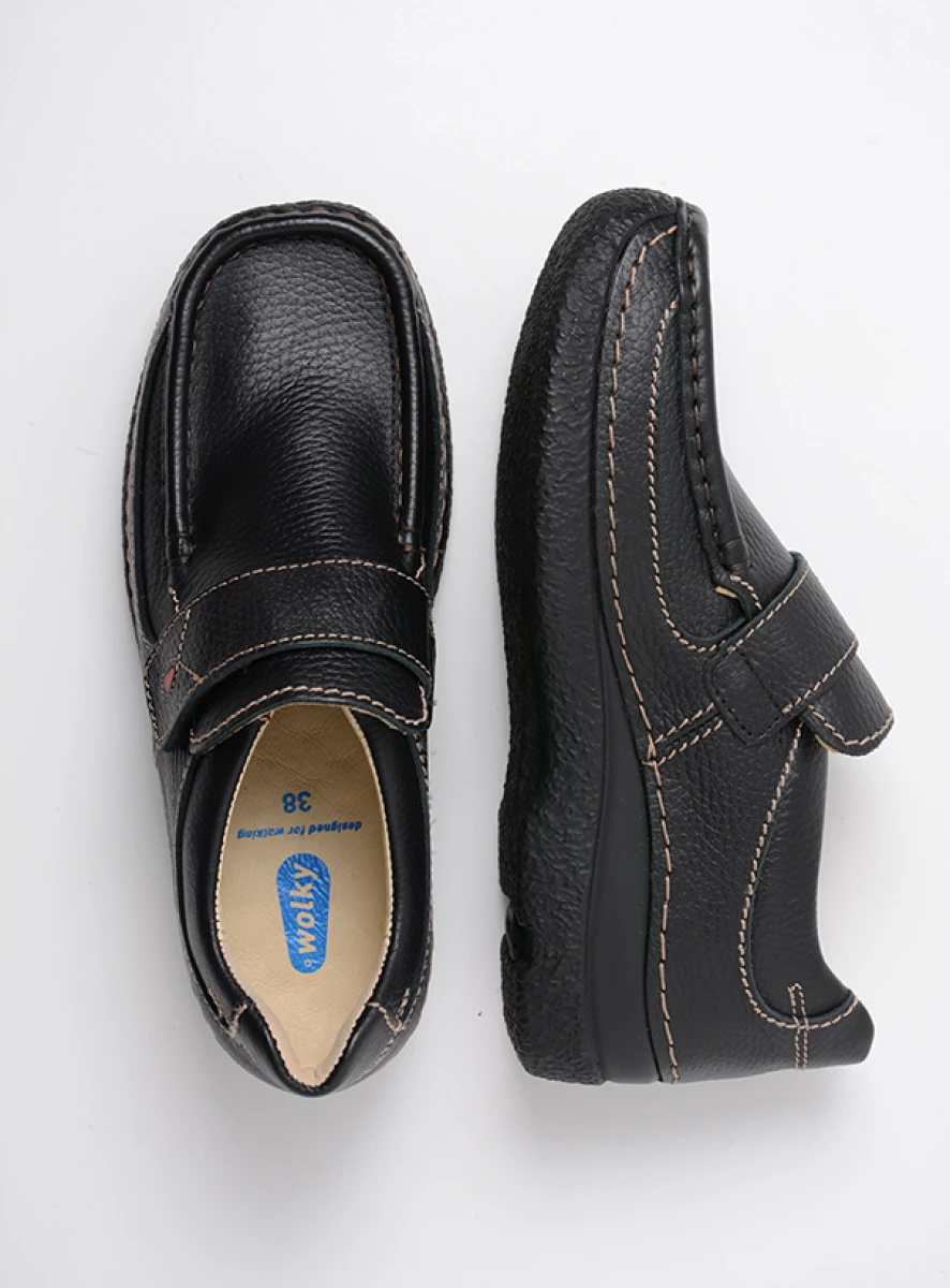 Wolky Slipons 06221 Roll Strap 70000 black printed leather