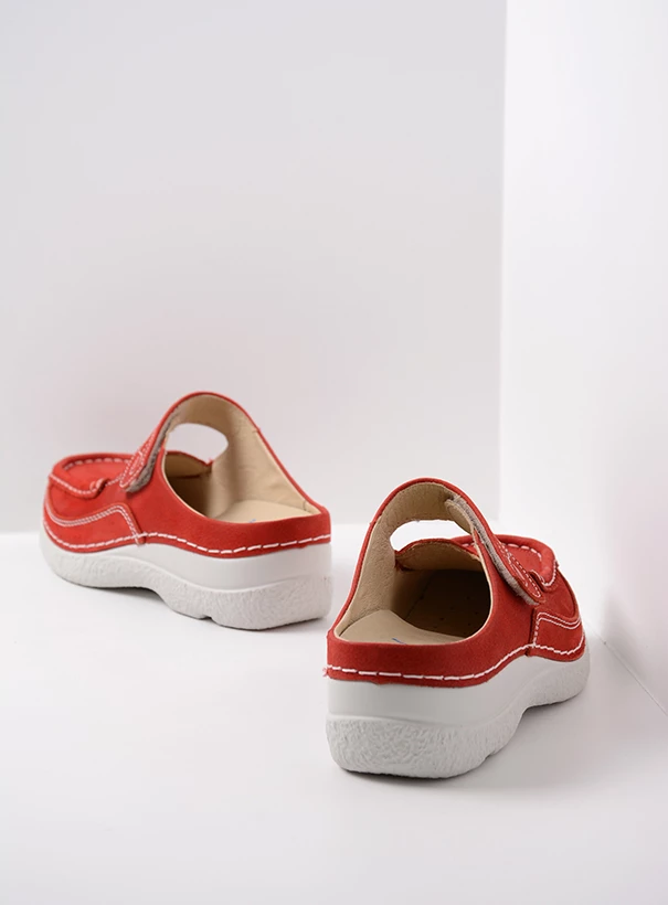 wolky comfort shoes 06227 roll slipper 11570 red summer nubuck back
