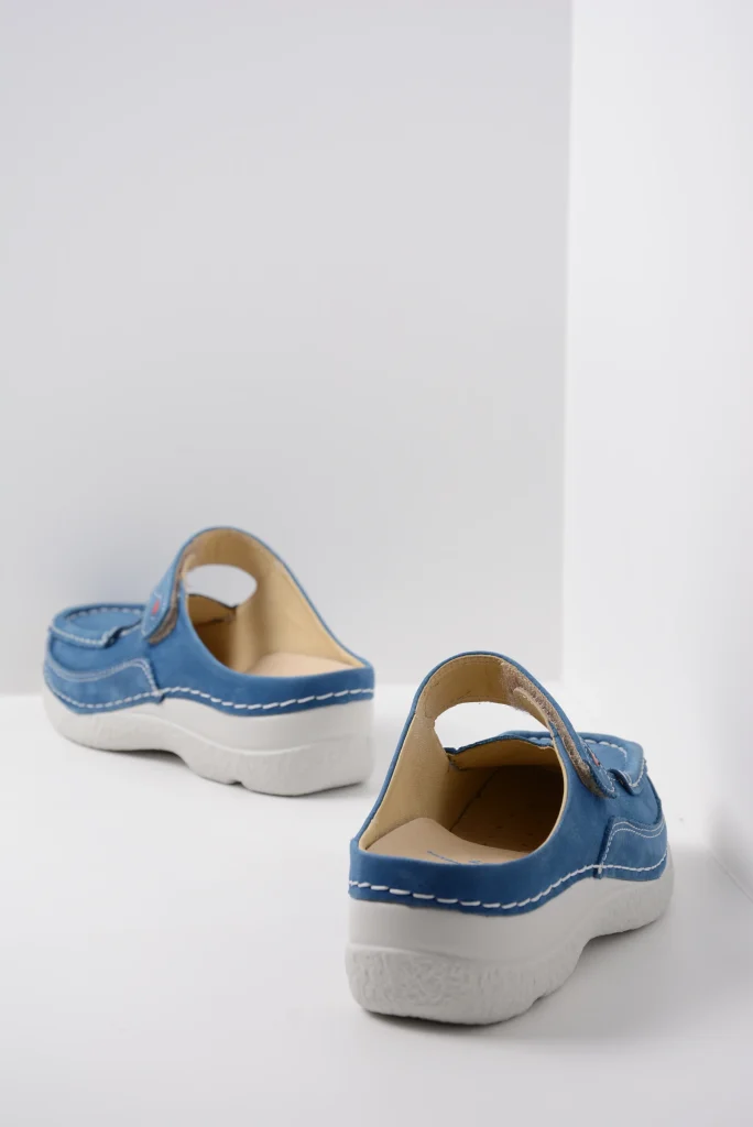 wolky comfort shoes 06227 roll slipper 11803 dodger blue nubuck back
