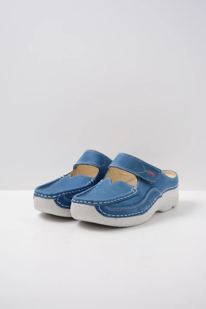 wolky comfort shoes 06227 roll slipper 11803 dodger blue nubuck front