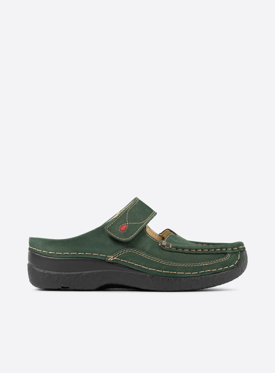 Wolky Clogs 06227 Roll Slipper 13719 green nubuck