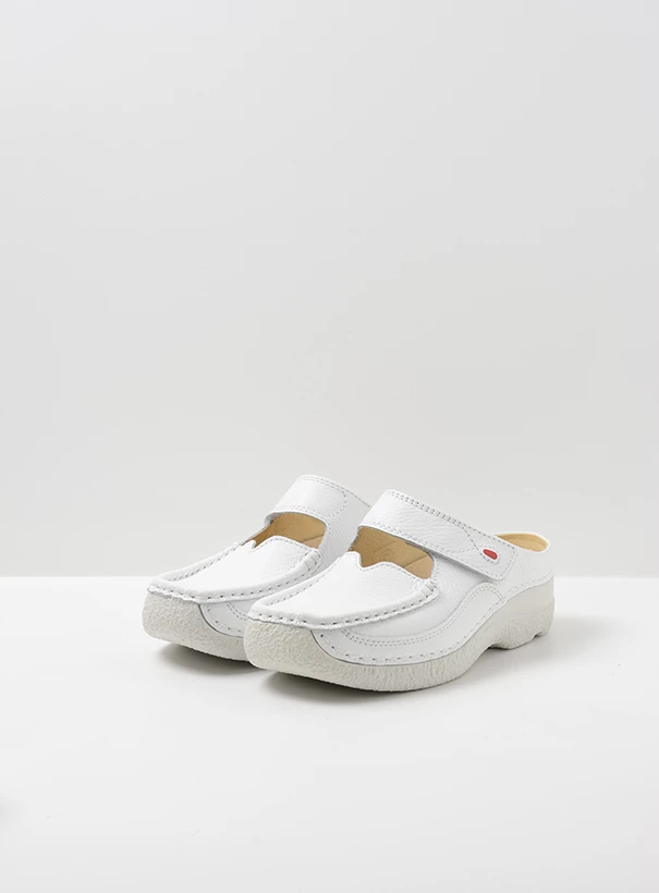 wolky comfort shoes 06227 roll slipper 70101 white leather front