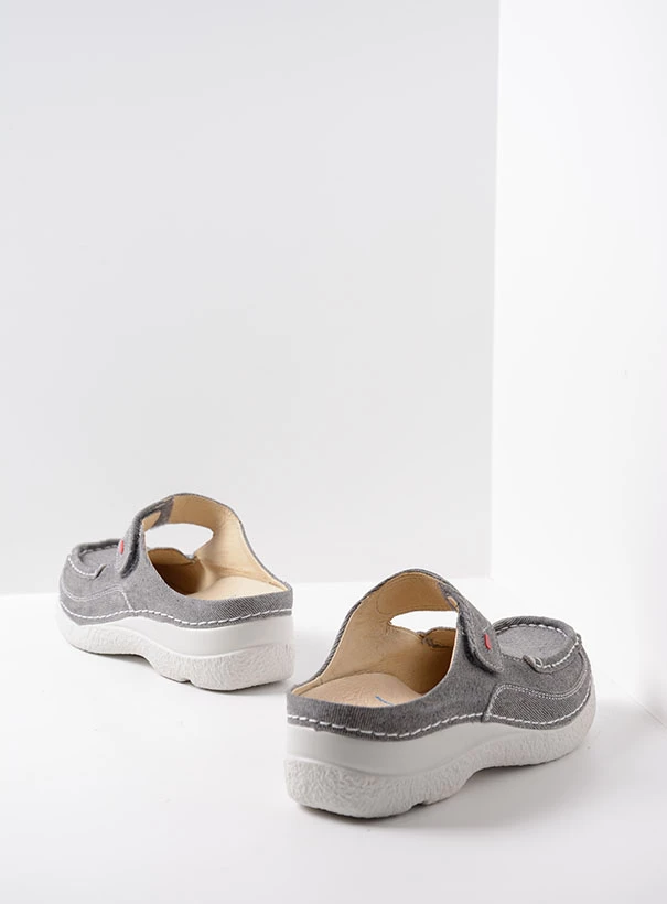 wolky comfort shoes 06227 roll slipper 93270 light grey suede back