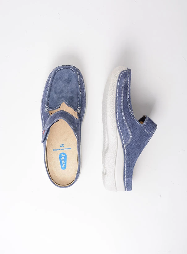 wolky comfort shoes 06227 roll slipper 93820 denim suede top