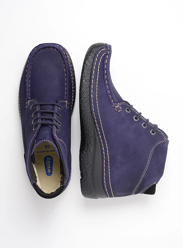 wolky high lace up shoes 06242 roll shoot 11600 purple nubuck top