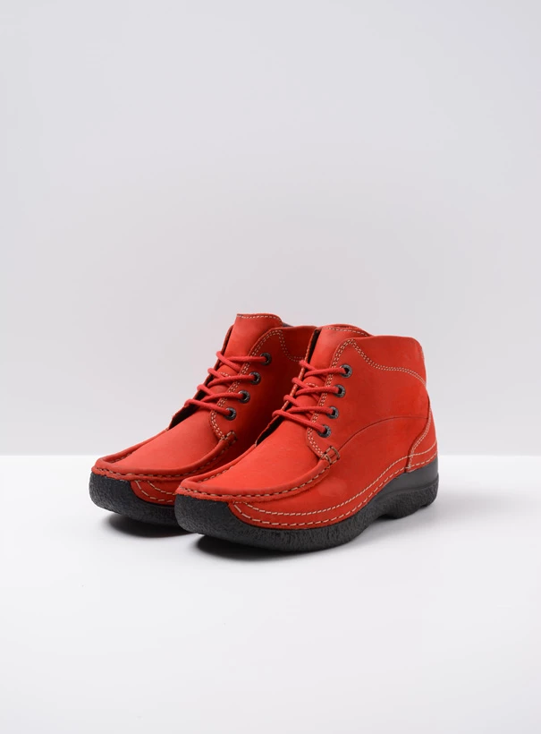 wolky high lace up shoes 06242 roll shoot 16505 dark red nubuck front