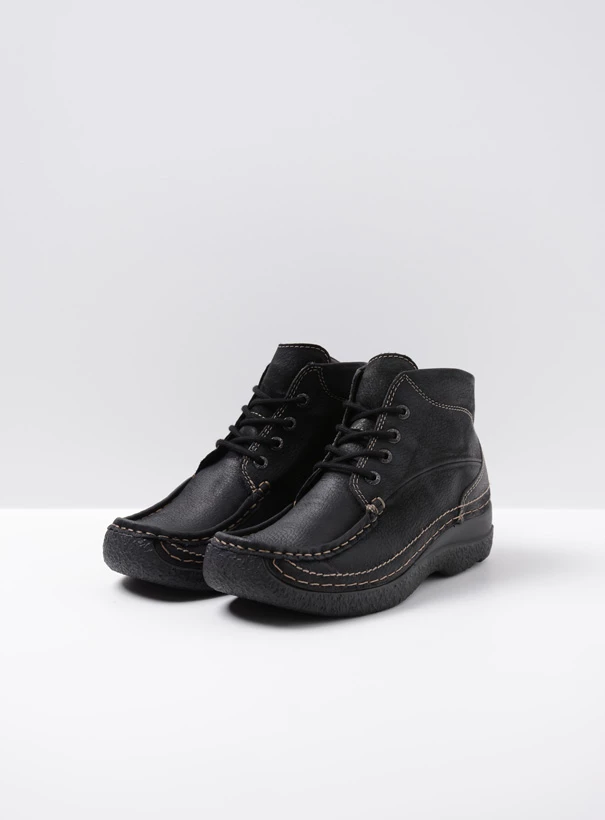 wolky high lace up shoes 06242 roll shoot 90000 black nubuck front