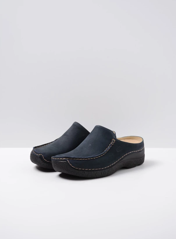 wolky comfort shoes 06250 seamy slide 16800 blue nubuck front